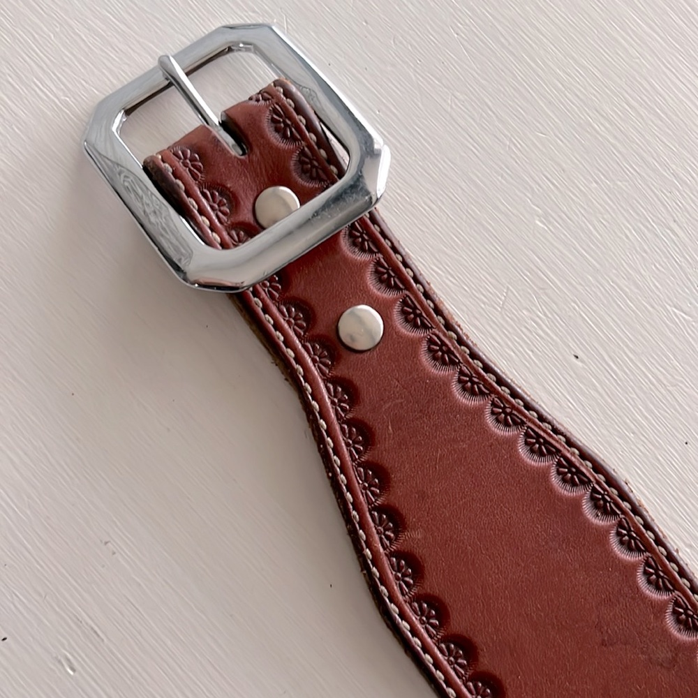 Solid Hand Hammered Leather Cartridge/Bullet Belt… - image 7